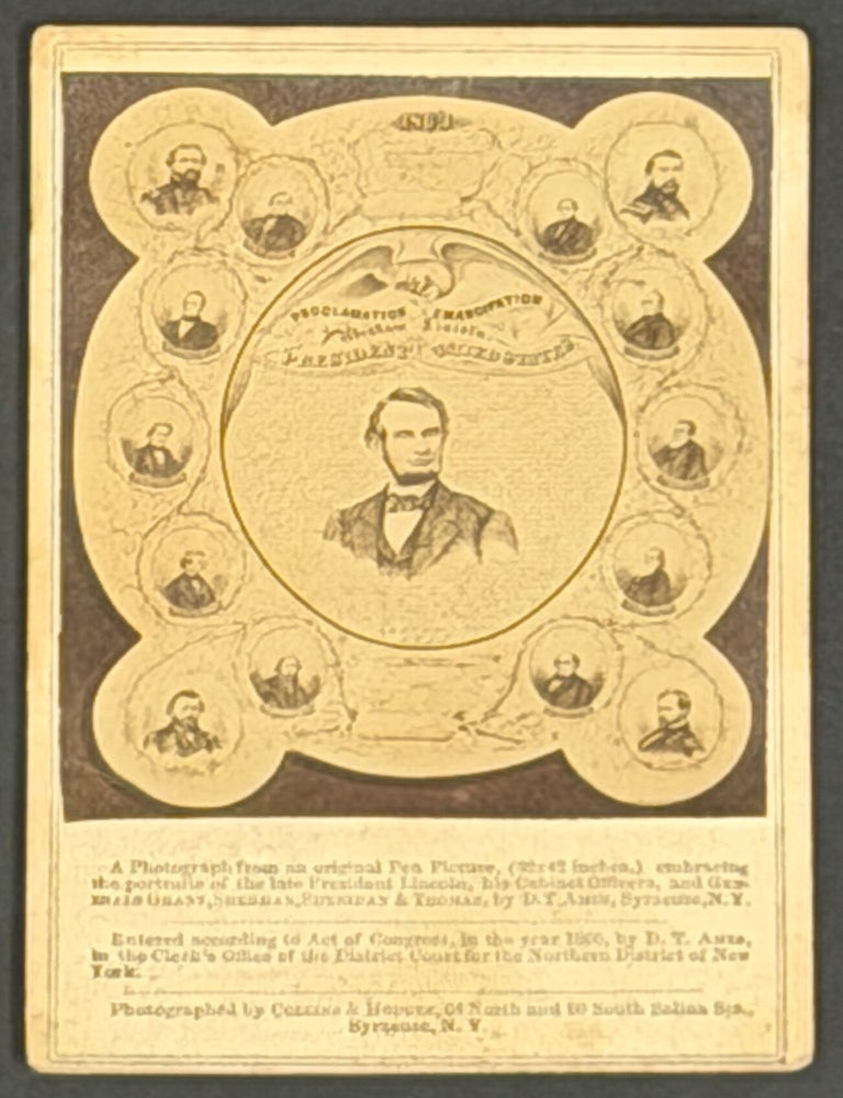 Item #1068 CARTE De VISITE [CDV]. 1863. Proclamation Emancipation Abraham Lincoln President United States. Abraham . Ames Lincoln, Daniel T. - Publisher.