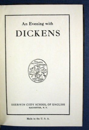 Item #11492.2 An EVENING With DICKENS. Charles. 1812 - 1870 Dickens, Sherwin - Cody