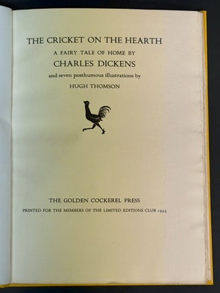 The CRICKET ON THE HEARTH. A Fairy Tale of Home. Introduction by Walter de la Mare.