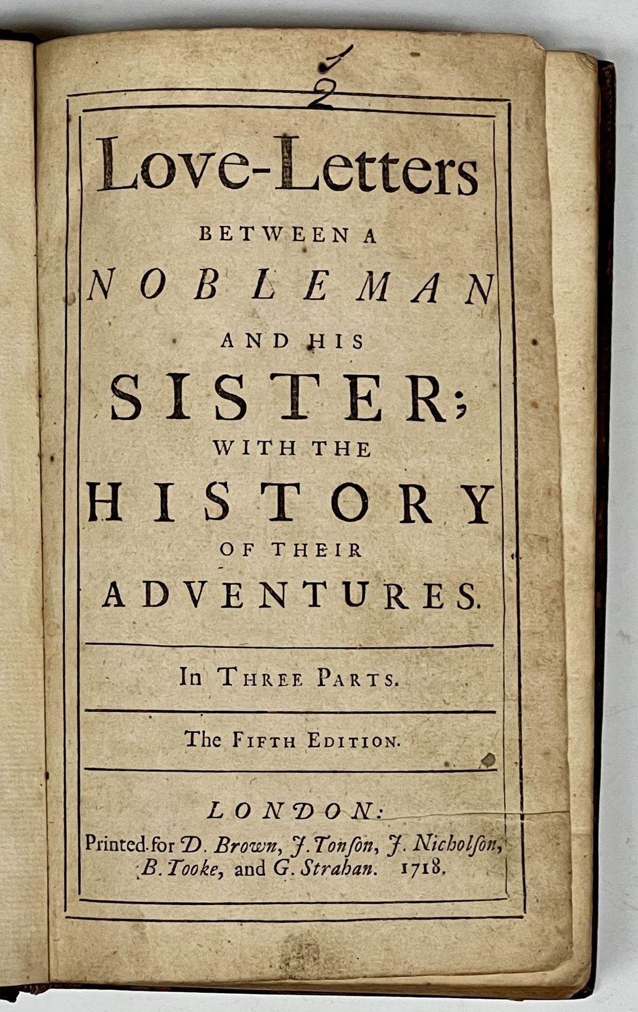LOVE - LETTERS BETWEEN A NOBLEMAN And His SISTER; With the History of ...