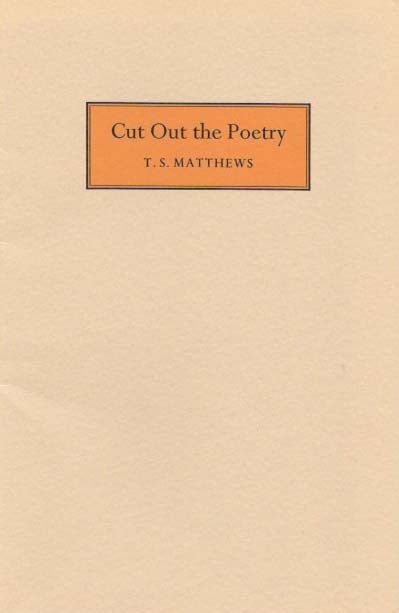 Item #17977 CUT OUT The POETRY. Matthews, homas, tanley.