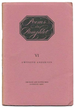 Item #18063 A TIME To SPEAK. [IN: Poems in Pamphlet No. VI]. Gwyneth Anderson