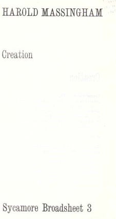 Item #19216 CREATION. Sycamore Broadsheet 3. Harold Massingham