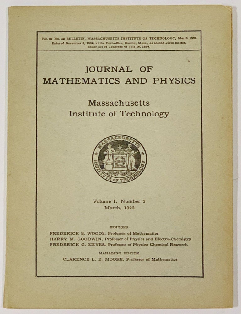Item #22203.1 'The Equivalence of Expansions in Terms of Orthogonal Functions' in JOURNAL Of MATHEMATICS And PHYSICS. Volume I, Number 2. March, 1922. Norbert Wiener, J. L. Woods Walsh, Frederick, Harry Goodwin, Frederick Keyes, Clarence - Moore.