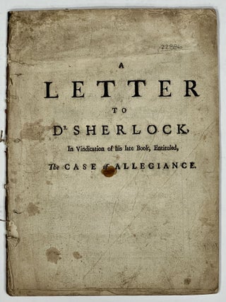 Item #22886 A LETTER To Dr. SHERLOCK, In Vindication of that Part of Josephus's History, Which...