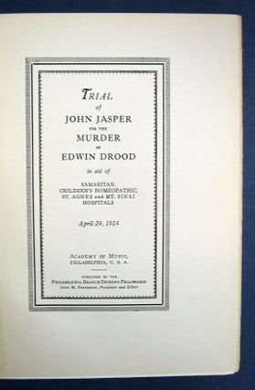 Item #2489.4 TRIAL Of JOHN JASPER For The MURDER Of EDWIN DROOD. Charles. 1812 - 1870 Dickens,...