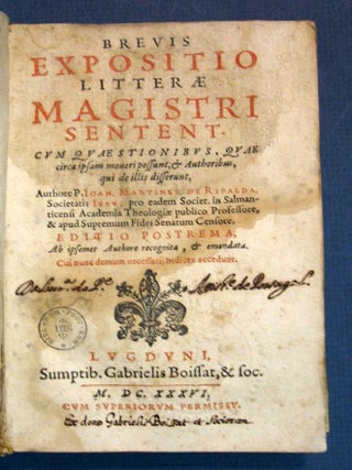 Item #26886 BREVIS EXPOSITIO LITTERAE MAGISTRI SENTENT. Cum Quaestionibus, quae circa ipsam...