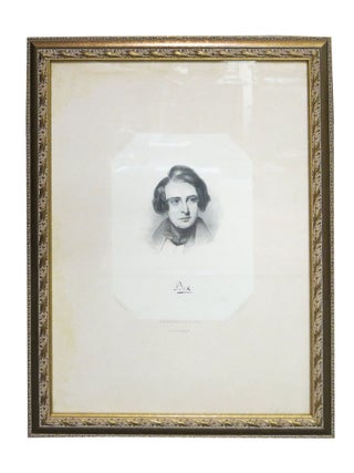 Item #27734 "BOZ". Lithographed Portrait of Charles Dickens. D. Lawrence, Delt. E. Brown, Jr....