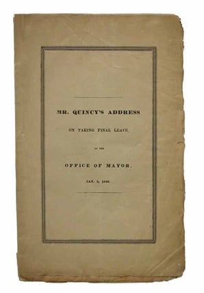 Item #29407 ADDRESS To The BOARD Of ALDERMEN, Of The CITY Of BOSTON, Jan. 3, 1829, by Josiah...
