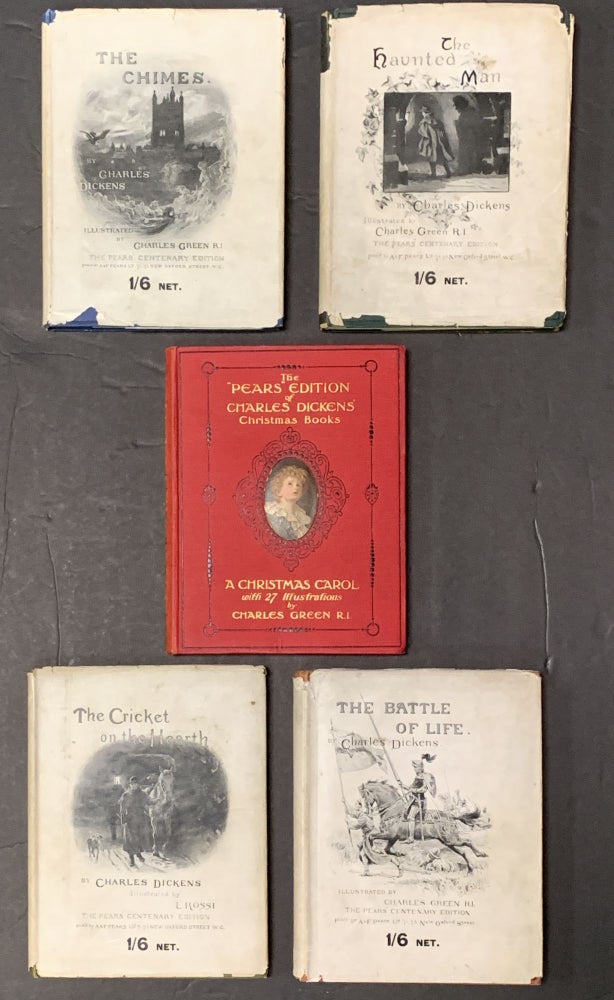 Item #31850.2 The "PEARS" EDITION Of CHARLES DICKENS' CHRISTMAS BOOKS. A Christmas Carol. The Chimes. The Haunted Man. The Battle of Life. The Cricket on the Hearth.; With an Introduction to each by Clement Shorter. Charles . Shorter Dickens, Clement - Contributor, 1812 - 1870.
