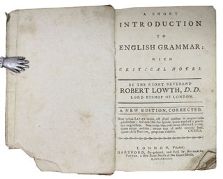 A SHORT INTRODUCTION To ENGLISH GRAMMAR: With Critical Notes.