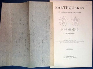 Item #33035 EARTHQUAKES. An Astronomical Question. With ALs. George Adam, b. 1846