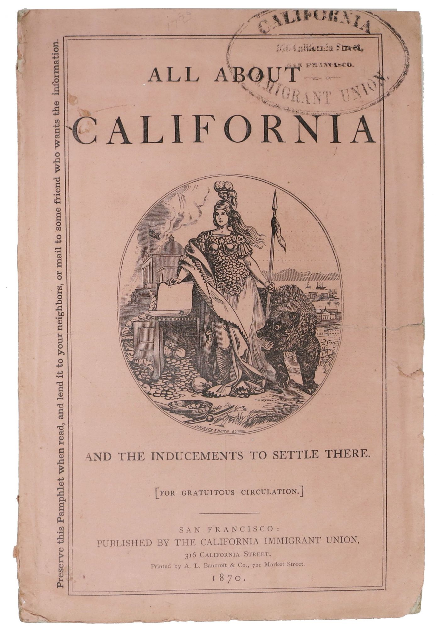 Hittel, J. S. - Attributed To - ALL ABOUT CALIFORNIA and the Inducements to Settle There. [For Gratuitous Circulation]
