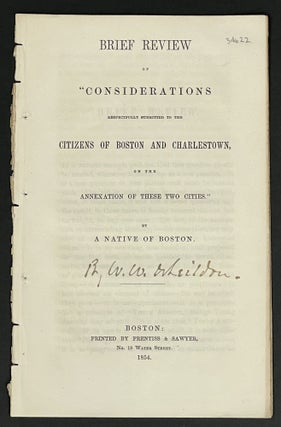 Item #34622 BRIEF REVIEW Of "CONSIDERATIONS RESPECTFULLY SUBMITTED To The CITIZENS Of BOSTON And...