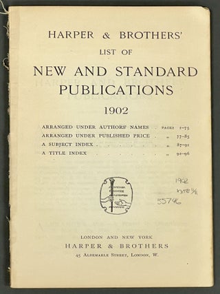 Item #35746 HARPER & BROTHERS' LIST Of NEW And STANDARD PUBLICATIONS. Bookseller Catalogue
