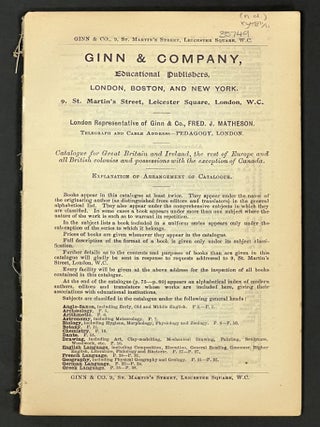 Item #35749 GINN & COMPANY. Bookseller Catalogue
