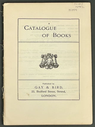 Item #35759 A CATALOGUE Of BOOKS. Bookseller Catalogue
