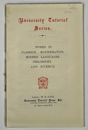 Item #35761 WORKS In CLASSICS, MATHEMATICS, MODERN LANGUAGES, PHILOSOPHY, And SCIENCE. ...