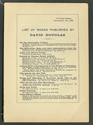 Item #35762 LIST Of BOOKS PUBLISHED By DAVID DOUGLAS. Bookseller Catalogue