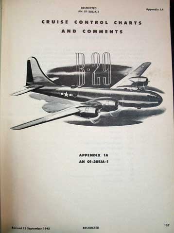 Item #35850 PILOT'S FLIGHT OPERATING INSTRUCTIONS For ARMY MODELS B-29 and B-29A AIRPLANES. Prepared by Boeing Aircraft Company. AN 01-20EJA-1. Appendix 1 [Long Range Cruising Table]. Appendix 1A [Cruise Contral Charts]. Airplane Flight Manual.