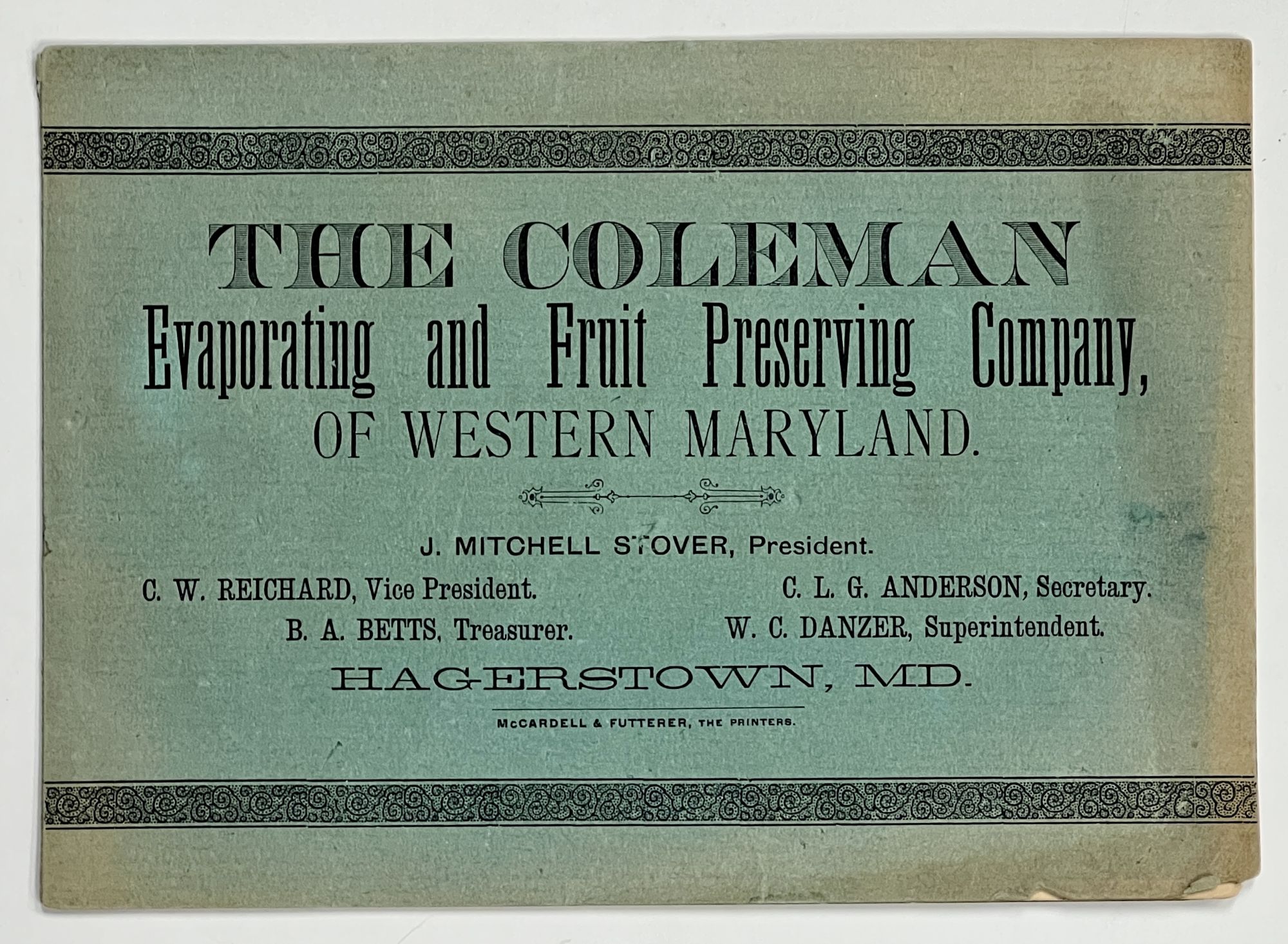 [Trade Catalogue] - The COLEMAN. Combined Evaporator, Baker and Refrigerator. Evaporating and Fruite Preserving Company, of Western Maryland