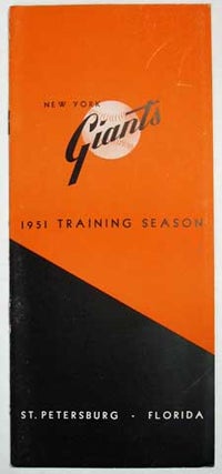 Item #35876 NEW YORK GIANTS 1951 TRAINING SEASON. St. Petersburg - Florida. [Cover title]....