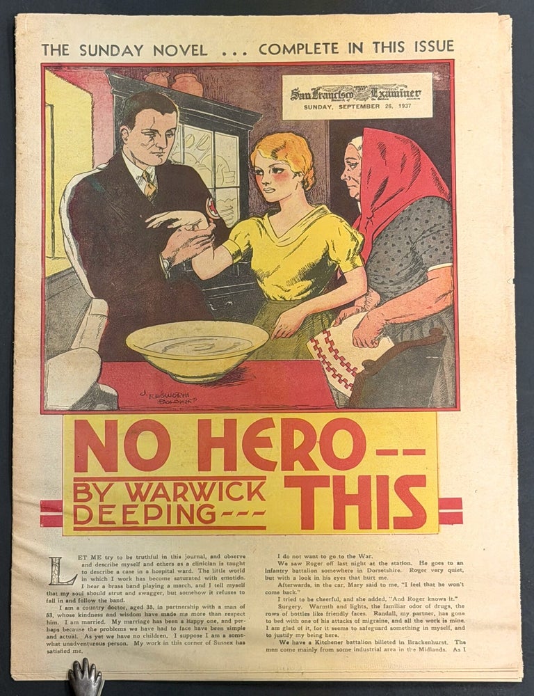 Item #36496 NO HERO - THIS. The Sunday Novel. San Francisco Examiner. Sunday, September 26, 1937. Warwick Deeping.