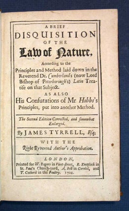 Item #36673 The DISQUISITION Of The LAW Of NATURE, According to the Principles and Method Laid...