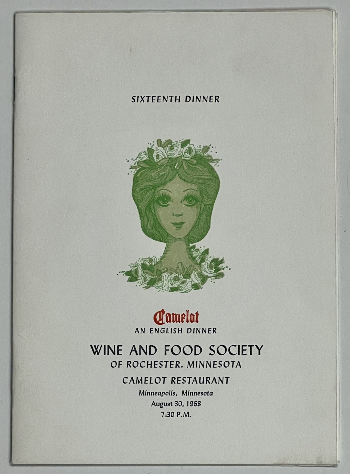 Butt, Hugh R. - CAMELOT: an English Dinner. Sixteenth Dinner. Wine and Food Society of Rochester, Minnesota. Camelot Restaurant