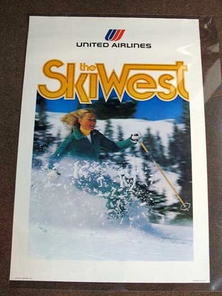 Item #38049 SKI The WEST. United Airlines. Airlines Travel Poster