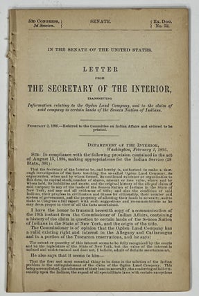 Item #38202 LETTER From the SECRETARY Of The INTERIOR, TRANSMITTING INFORMATION RELATING To The...