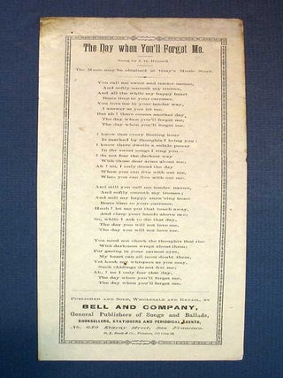 Item #38207 The DAY WHEN YOU'LL FORGET ME. California Song Slip, J. G. - Singer Russell