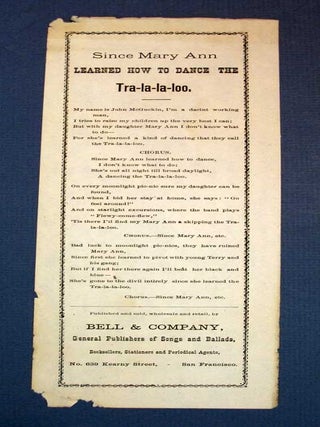 Item #38215 SINCE MARY ANN LEARNED HOW To DANCE The TRA-LA-LA-LOO. California Song Slip