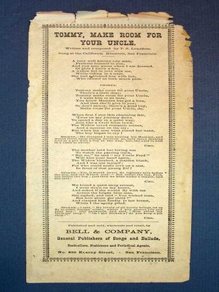 Item #38218 TOMMY, MAKE ROOM For YOUR UNCLE. Sung at the California Minstrels, San Francisco....