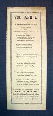 Item #38219 YOU And I. Words and Music by Claribel. Sung by J. G. Russell. California Song Slip, Claribel. J. G. Russell - Contributor.