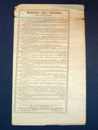 Item #38221 BEHIND The SCENES. California Song Slip, Ned Barry