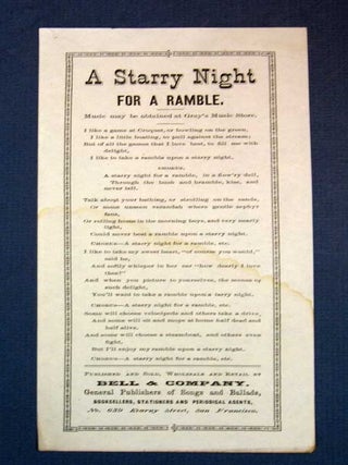Item #38225 A STARRY NIGHT For A RAMBLE. California Song Slip, Sam - Attributed to Bagnall