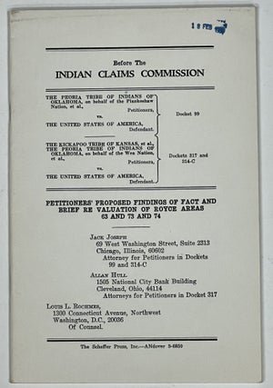 Item #38955 BEFORE The INDIAN CLAIMS COMMISSION, PETITIONERS' PROPOSED FINDINGS Of FACT And BRIEF...