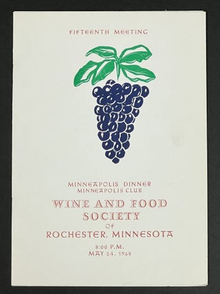 Item #39019 MINNEAPOLIS DINNER, MINNEAPOLIS CLUB. May 24, 1968 8:00 pm. Fifteenth Meeting of...