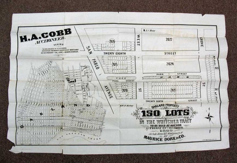 Item #39163 OAKLAND PROPERTY. 150 LOTS in the Whitcher Tract to be Sold at Auction on Friday 24th December 1869 at Sale Room 327 Montgomery St. by Maurice Dore & Co. California History, H. A. - Acutioneer Cobb.