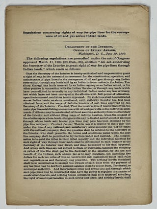 Item #39315.1 REGULATIONS CONCERNING RIGHTS Of WAY For PIPE LINES For The CONVEYANCE Of OIL And...