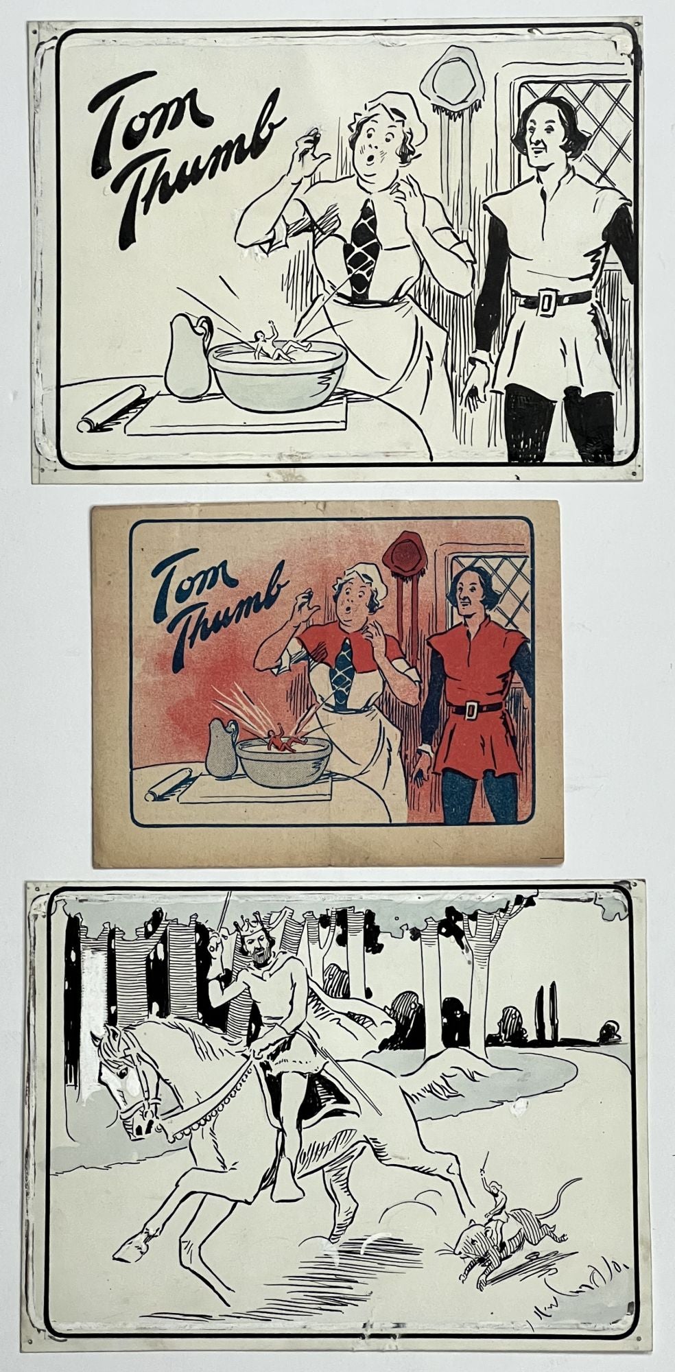 [Chapbook] - The HISTORY Of TOM THUMB With PRE-PRODUCTION ILLUSTRATION CARDS. Walker Toy Book