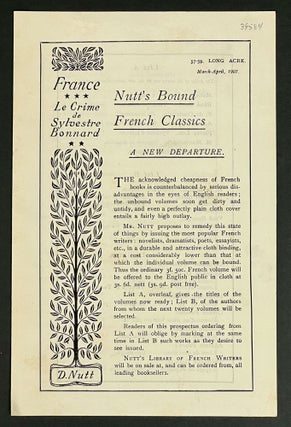 Item #39584 NUTT'S BOUND FRENCH CLASSICS. A New Departure. March - April, 1907. Publisher...