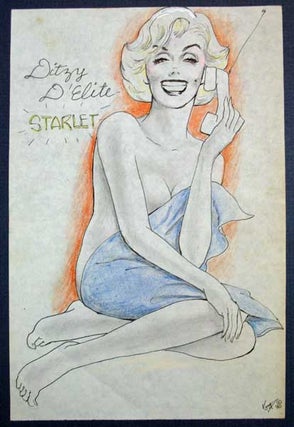 Item #39746 ARCHIVE Of 30 RISQUE LITHOGRAPHED SKETCHES Of "DITZY D'ELITE, STARLET" "Kort" - Artist