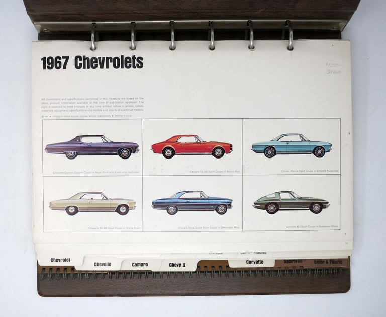 Item #39860 1967 CHEVROLETS. Chevrolet Dealer's Showroom Sample Catalogue.