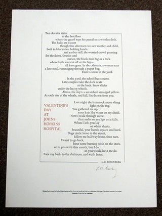 Item #40041 VALENTINE'S DAY At JOHNS HOPKINS HOSPITAL. L. M. Rosenberg, Richard Bigus - Printer