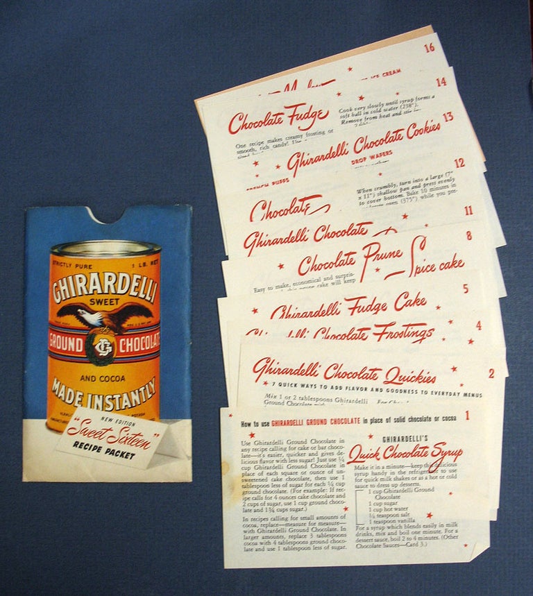 Item #40186 GHIRARDELLI CHOCOLATE COMPANY "SWEET SIXTEEN" RECIPE PACKET. Ghirardelli Chocolate Company.