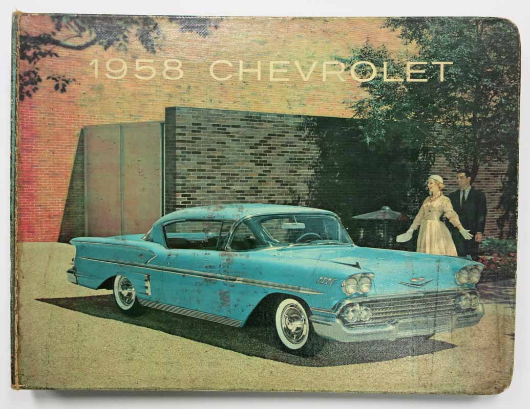 [Chevrolet Dealer's Showroom Sample Catalogue] - HERE Is The SPECTACULAR 1958 CHEVROLET. A Car that Beautifully Captures the Flair of Contemporary Living. Lower and Longer, Wider and Stronger. Truly a Giant Step Forward in Motoring!