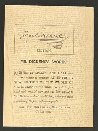Item #40331.1 The CHARLES DICKENS EDITION. Mr. Dickens's Works. Publisher Prospectus, Charles...