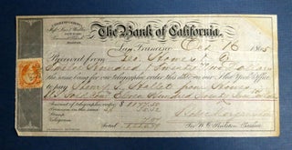 Item #41489 BANK Of CALIFORNIA TELEGRAPHIC ORDER, Dated October 16, 1865. Bank of California